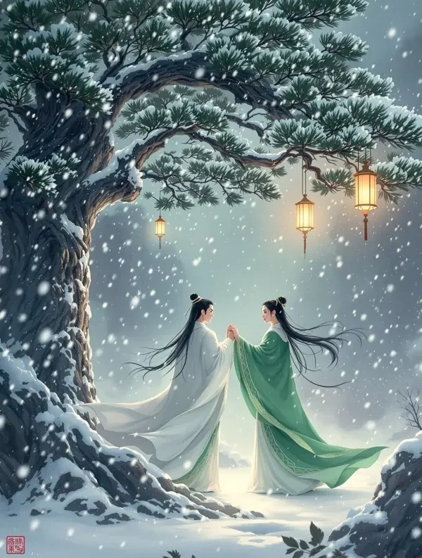 《听雪楼外一夜灯》古装短剧封面海报